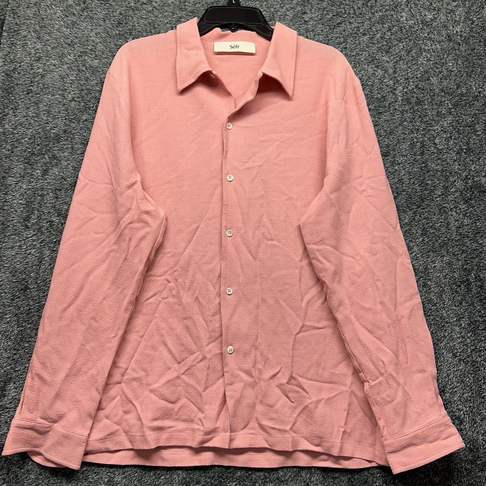 Sefr Mens Size XL Pink Long Sleeve Rampoua Wool Viscose Button Up Shirt (L3)